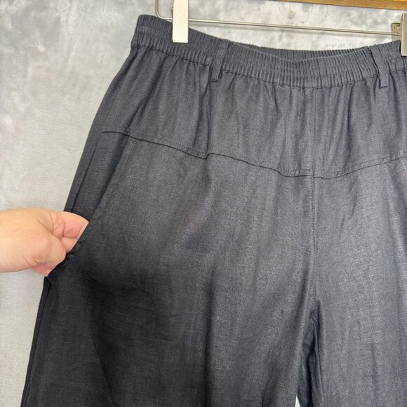 Animale Pants Womens Small Black Pull Elastic Waist On Pockets Taper Ankle - Picture 3 of 12